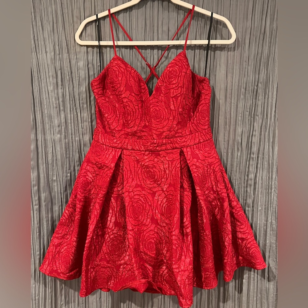 Loving is easy Barry pink jacquard pleated skater dress